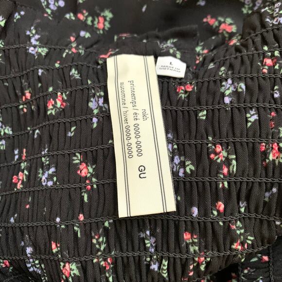 Rokh x GU (Uniqlo) Smocking Camisole Ruffle Dress in Black Floral - Picture 10 of 12